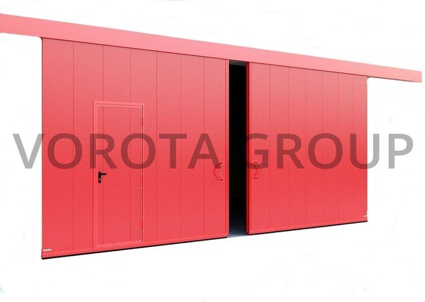 Красные промышленные подвесные ворота Doorhan 5000x2000